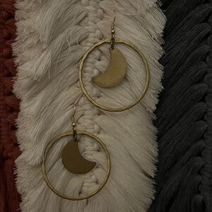 Gold Crescent Moon Hoop Earrings